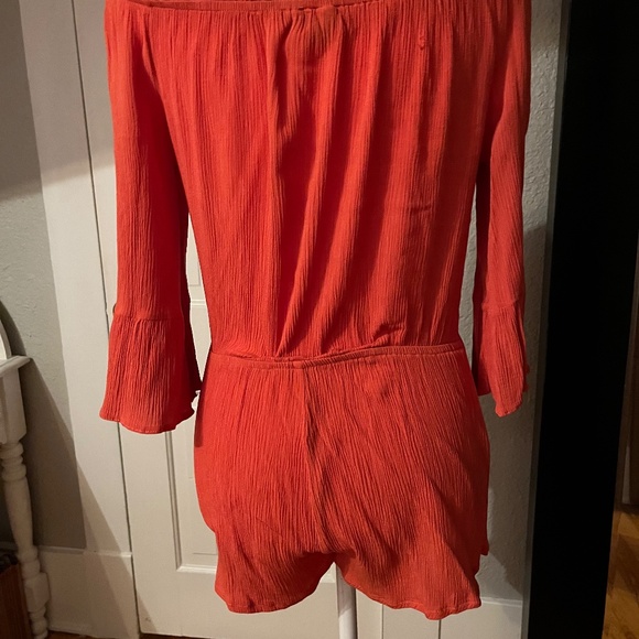 Burnt orange boho off/on shoulders romper - Picture 9 of 15